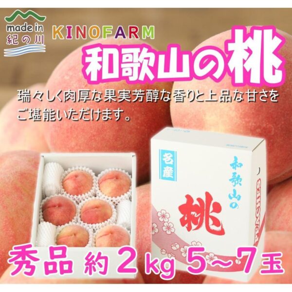【産地直送】和歌山の桃 約2kg 5〜7玉