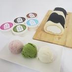  ミルクロールケーキ×1本（16㎝）、手作りアイスクリーム×5個（ミルク・抹茶・チョコレート・チョコチップ・ストロベリーミルク各1個）1